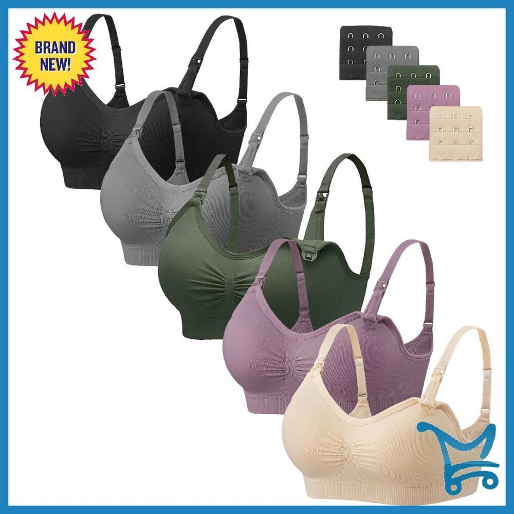 Seamless Wireless Nursing Sleep Bra 5 Pack With Extenders Maternity